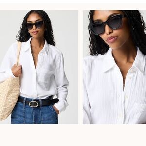 J. Crew White Textured Shirt